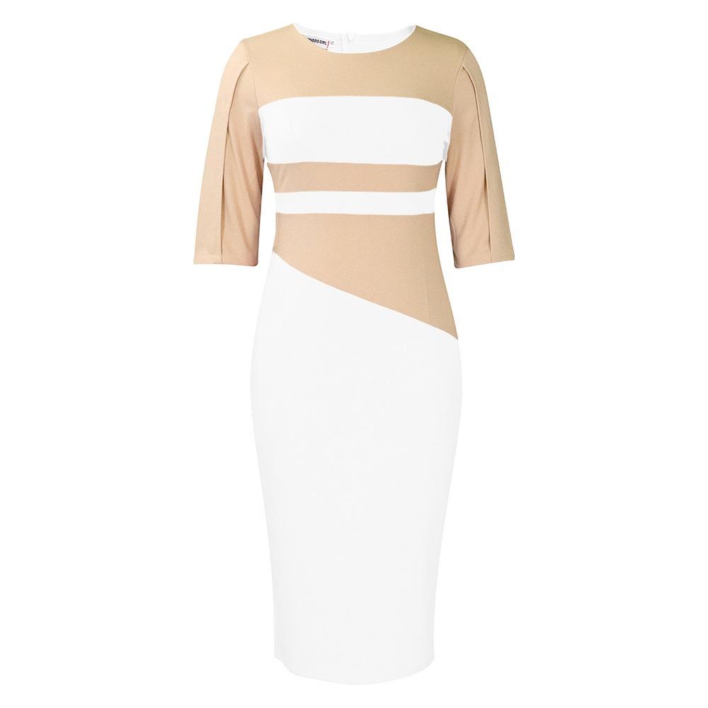 Rochie de femei de mărime mare, la modă de primăvară, cu design de șold și mâneci cinci sferturi, pentru un aspect elegant