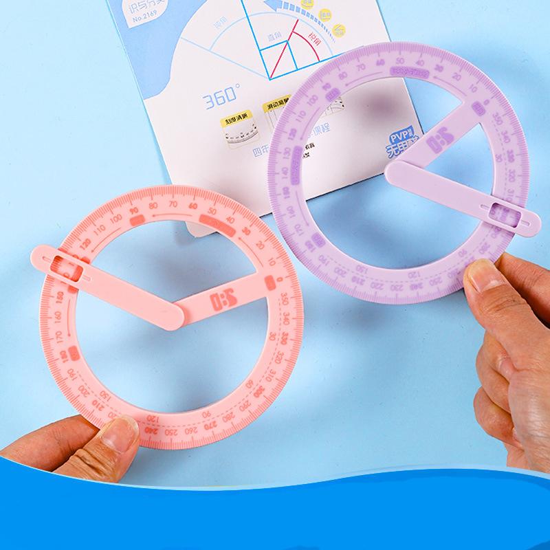 360-degree Movable Protractor Mathematical Angle Drawing Tool Geometric Angle Demonstration Movable Ruler