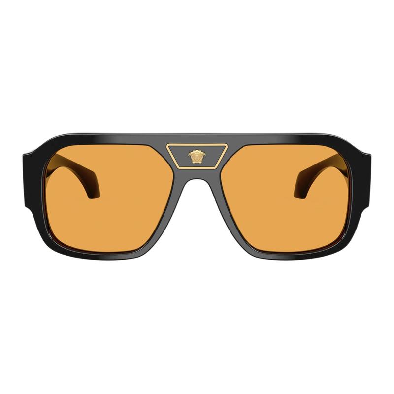 Versace Medusa logo design acetate rectangular sunglasses women's black/orange 64166275 100316873513000-black/orange 56