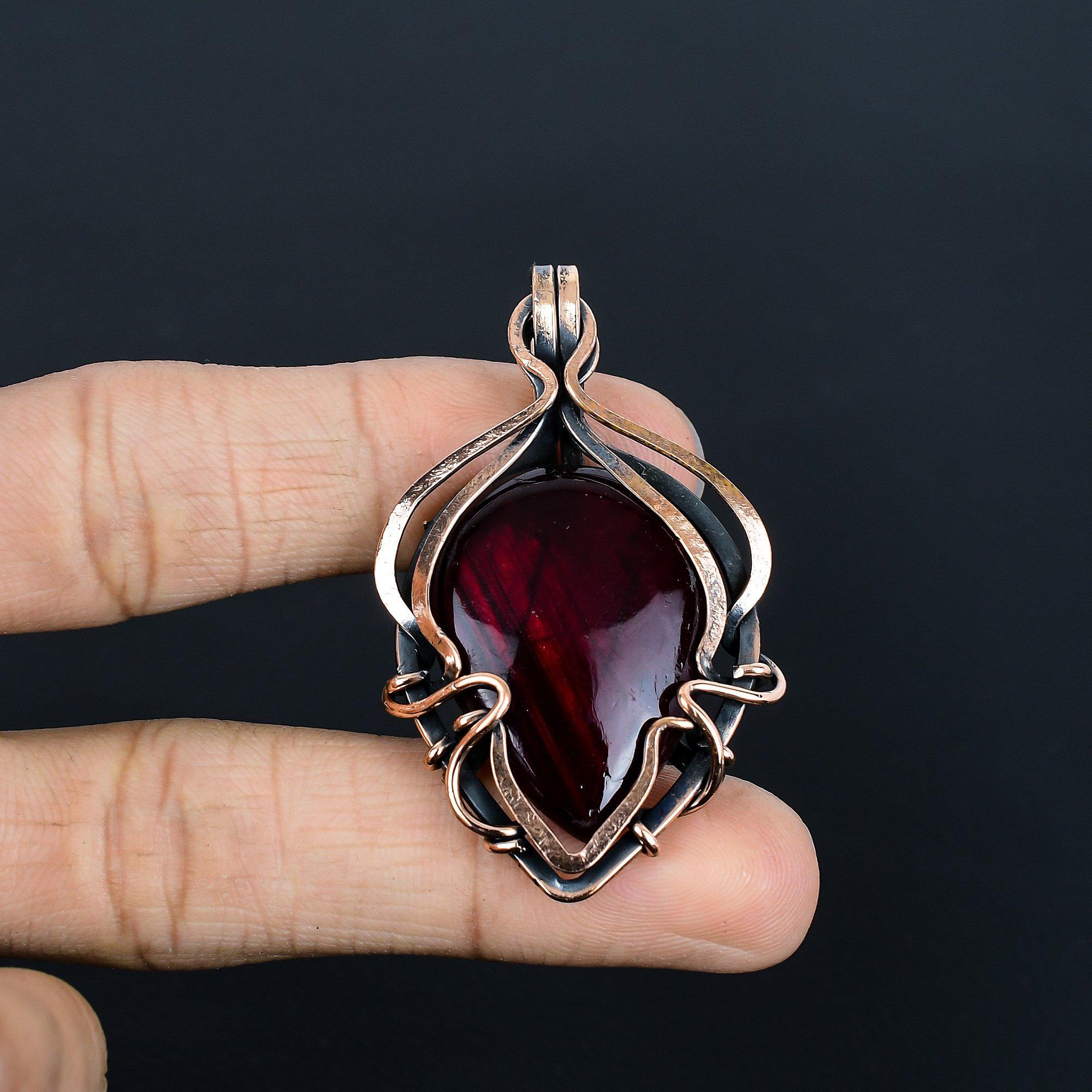 

Подвеска из красного лабрадорита, украшение, обернутое медной проволокой 999 пробы, подвеска с драгоценным камнем, ювелирное изделие ручной работы, свадебный подарок 2.20 Inches красный