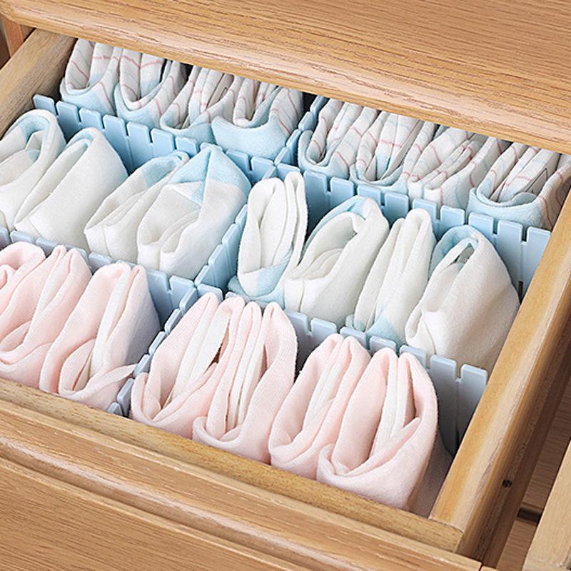 4PCS Drawer Partition Office Dormitory Partition Grid Plastic Socks Storage Cabinet Sorting