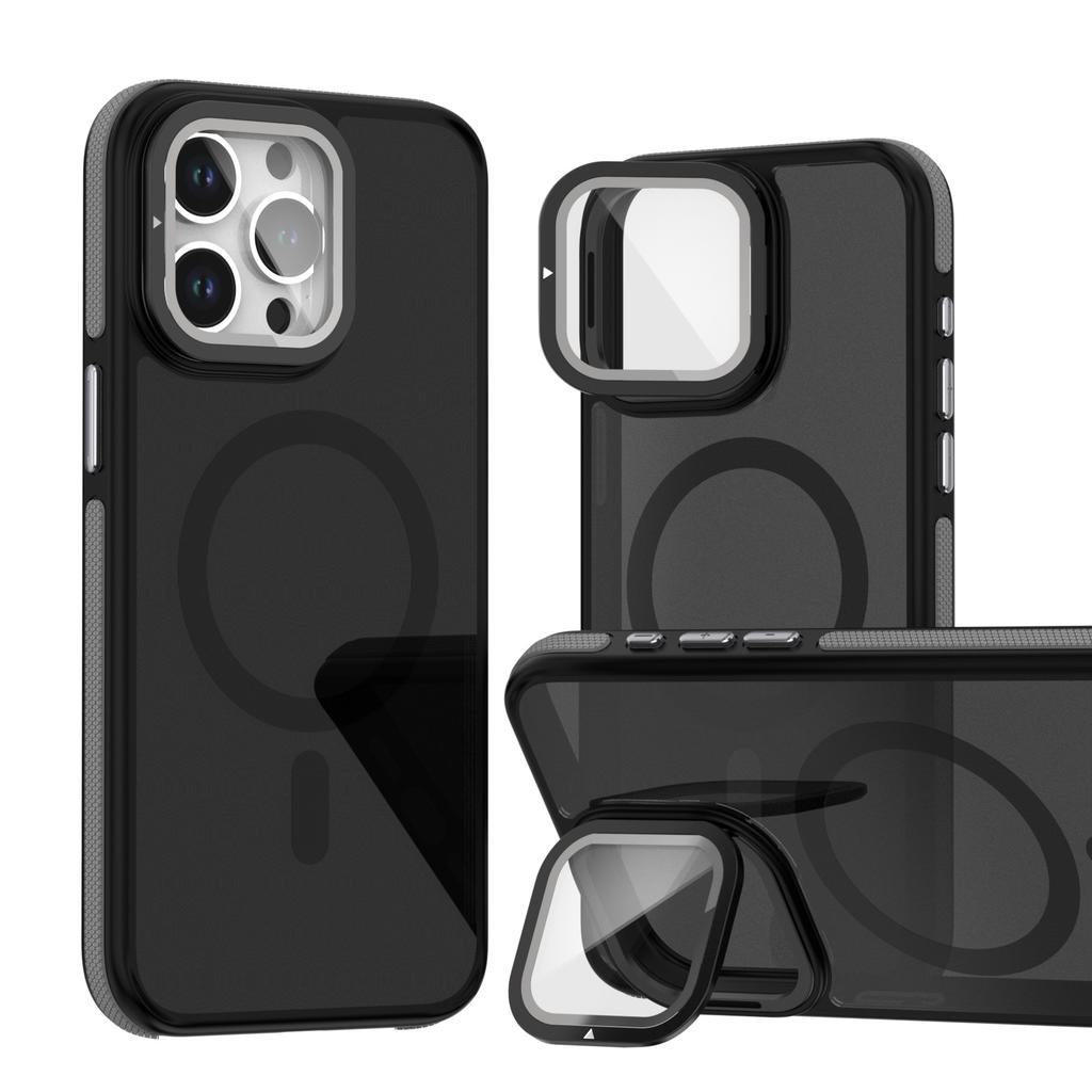 Passend für IPhone15Promax, zweifarbiger, sich wie Haut anfühlender Objektivhalter, Handyhülle, Apple 14 magnetischer Anti-Rutsch-Rand