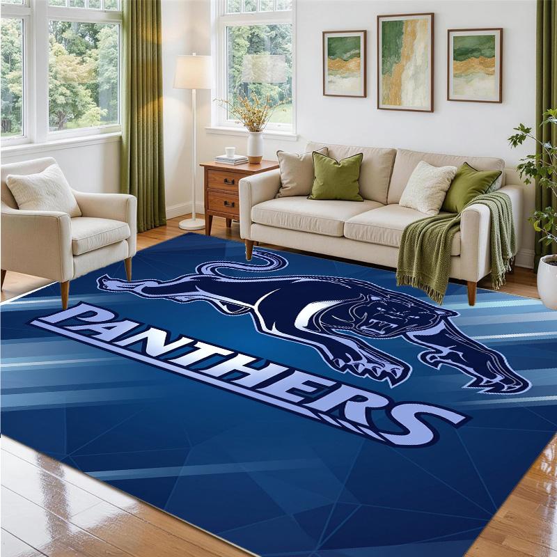 Penrith Panthers Design Crystal Velvet Rug Soft Decorative Mat for Bedroom Entrance