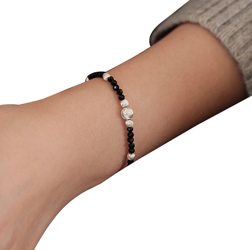 Elegant Genuine Black Spinel 925 Sterling Silver Bracelet for Women, Non-Fading, Sweet and Cool Style