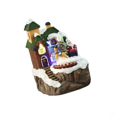 Christmas Cabin Music Box with Rotating Santa for Kid Adult Birthday Christmas A0KF