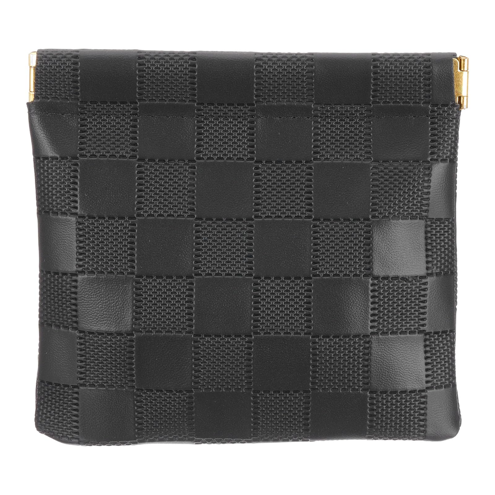 

PATIKIL Small Snap Closure Pouch for Mini Waterproof Leather Check Makeup No Travel Pocket Organizer Cosmetic Black Wallet, 4.5 x4.7 Bag, Portable, чёрный