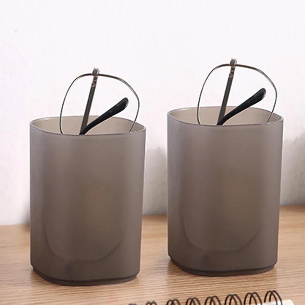 1pc - Simple Transparent Pen Holder Creative Plastic Matte Pen Holder Stationery Office Desktop Storage Pen Holder