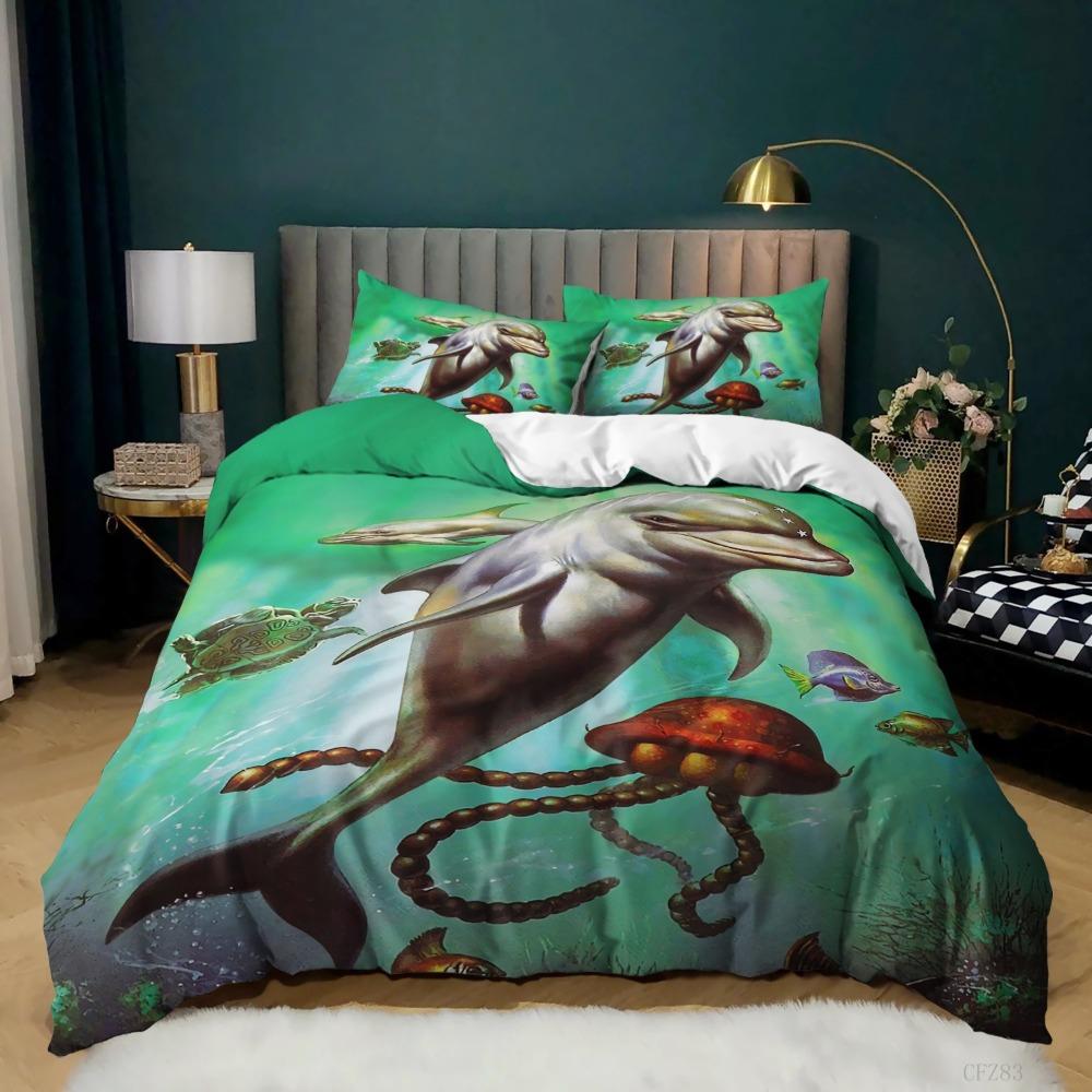 Ocean Style Bedding Set Animal Duvet Cover Pillowcase Children's and Teenagers' Bedding Single and Double Size Gifts