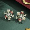 Christmas new earrings women's diamond pearl snowflake stud earrings alloy rhinestone earrings jewelry