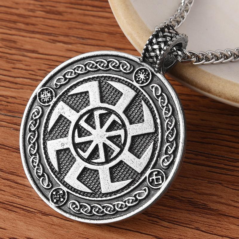 

S925 Silver New Heart-shaped Double-sided Slavic Rune Pendant Necklace