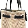 Used Hermes Herbag Cabas PM Tote Bag Canvas Beige Black Authentic 1190