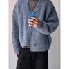 Men Loose Fit V Neck Long Sleeve Knit Cardigan Sweater