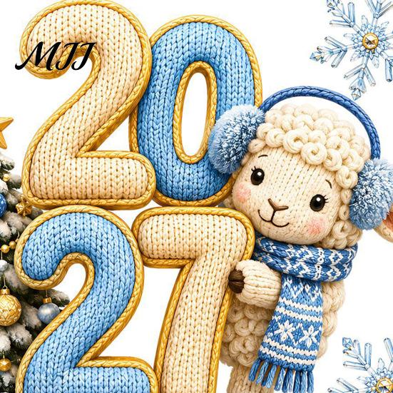 Holiday Home Window Ornaments Christmas Lamb Cling, 2027 New Year Russian Static Sticker with Knit Texture for Tree Snowflake Decals Decoration,