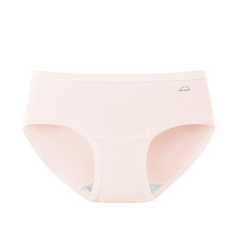 Ladies Spring and Autumn Cotton 7A Antibacterial Extended Crotch Breathable Mid Waist Triangle Briefs