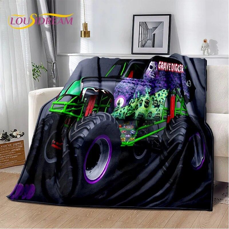 Cartoon Monster Jam 3D Monster Truck Blanket,Soft Throw Blanket for Home Bedroom Bed Sofa Picnic Travel Office Cover Blanket Kid