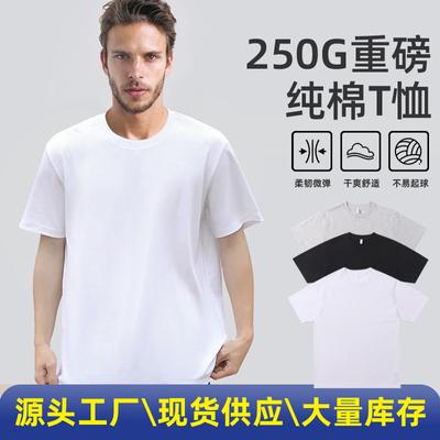 "Men's Heavyweight Cotton Summer T-Shirt: Loose Fit, Breathable, Trendy Round Neck Short Sleeve"