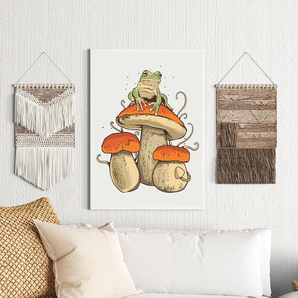 Frog Mushroom Umbrella Cartoon Game Hd Poster Print Animal Comics Canvas Painting Kids Room Home Decor Anime Art Wall Picture