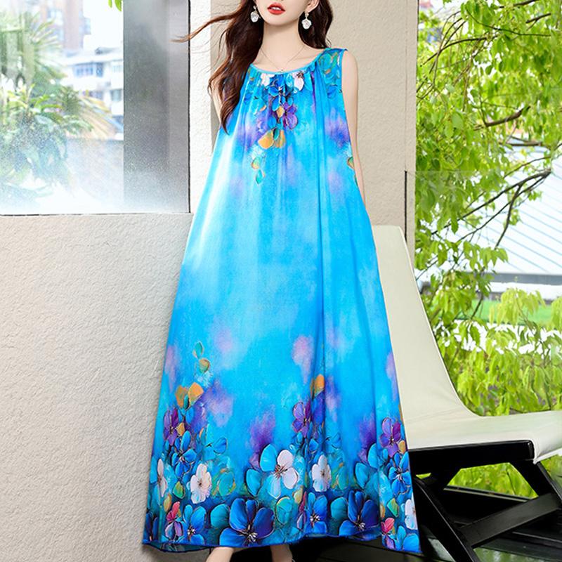 

Элегантное летнее женское летнее платье, повседневное платье без рукавов, длинные платья, одежда для женщин больших размеров 5XL
