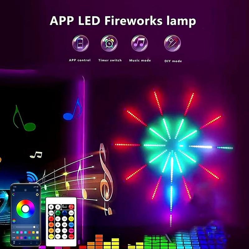Intelligente Feuerwerks-Lichterkette Musiksynchronisation Mit App Fernbedienung 180 LEDs Für Party Neujahr Und Weihnachtsbeleuchtung
