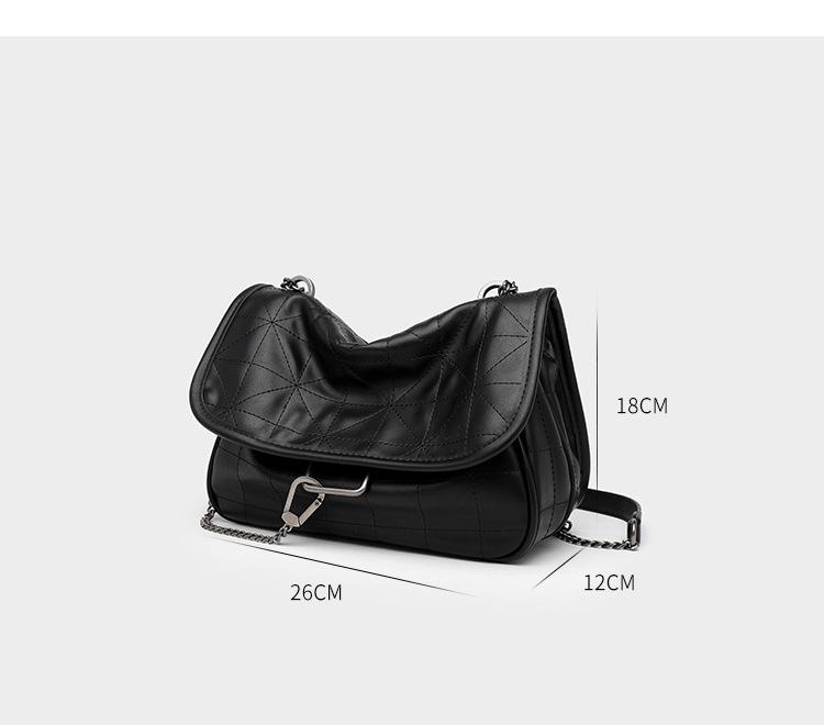 2026 Summer Rock Black Large Capacity Women's Hobo Chain Bag - Single Shoulder Crossbody & Small Square Design