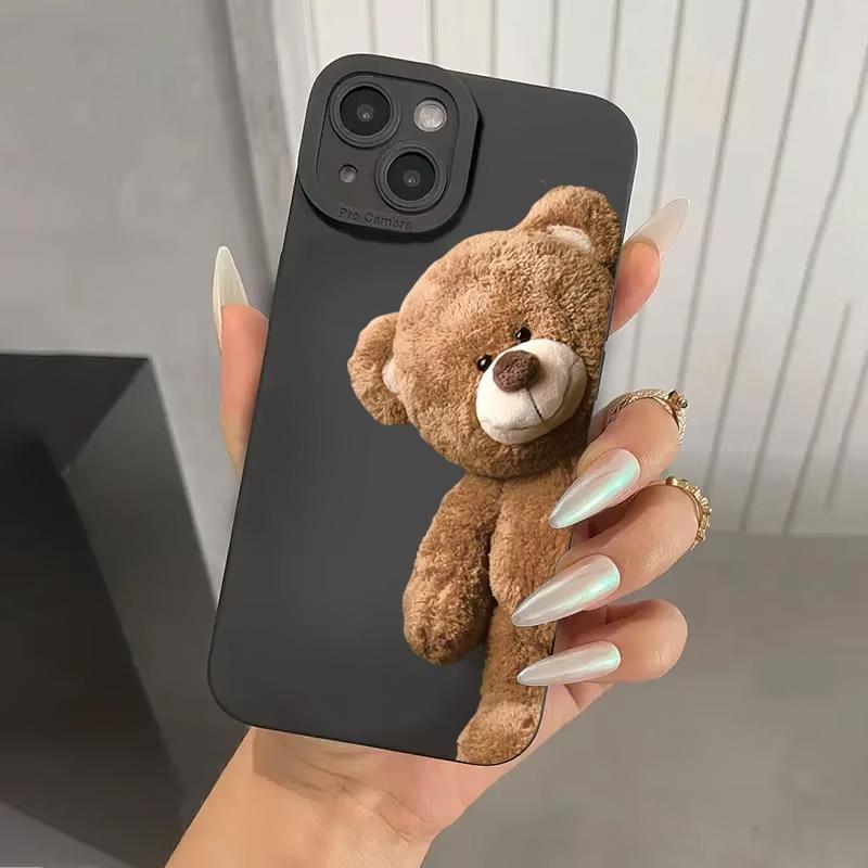 Cute Bear Silicone Phone Case For iPhone 17 Air 16 e 15 14 13 12 11 Pro Max Plus Mini SE Shockproof Soft Cover