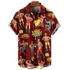 Latest New Retro Men's Shirt 3D Mexican Wrestling Printed Short Sleeve Shirt Fashionable Loose Hawaiian Shirt