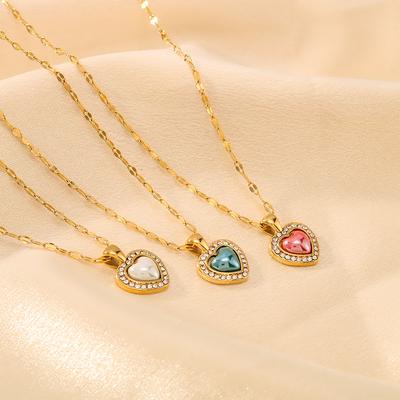 Love Pendant Necklace For Women Gold Color Stainless Steel Heart Charm Choker