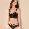 Sexy Bra Set Lace Underwear Ultra-thin Sponge-free Large Size Underwear Large Chest Display Small Anti-sag Push-up Bra Briefs Set