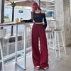 Work Pants for Women New Spring American Parachute Wide-leg Sports Pants Striped Casual Sweatpants