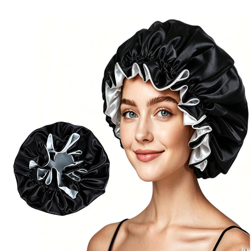 Double-layer Satin Lace Nightcap - Silk Imitation Hair Protection Cap