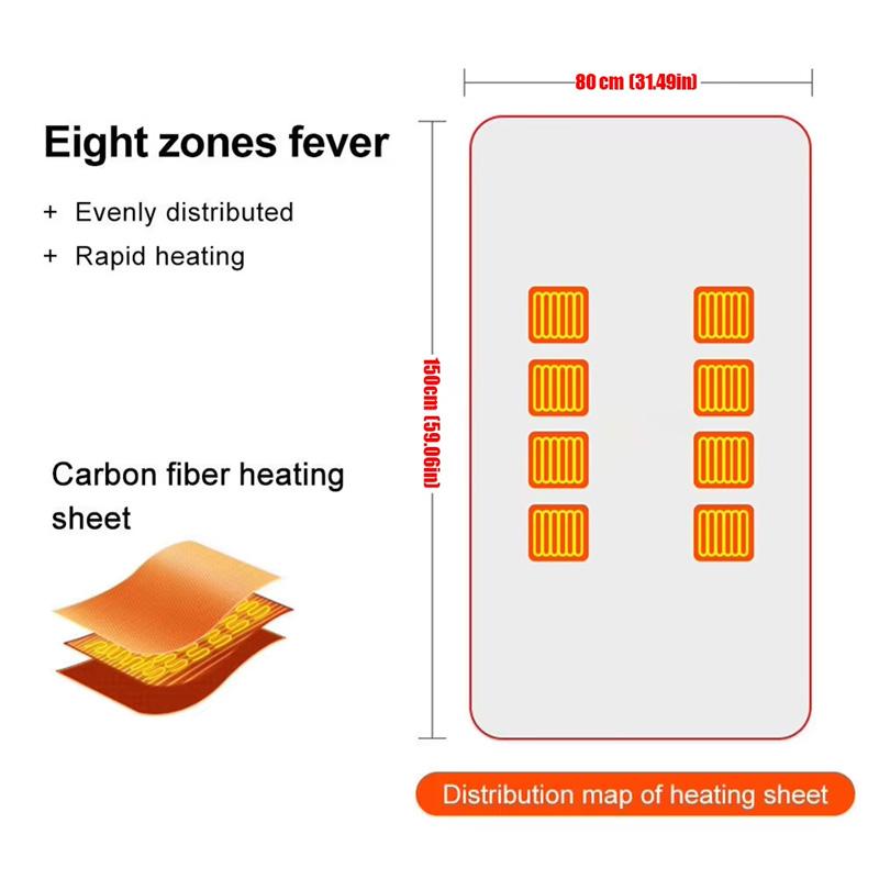 NEW Wearable Heating Electric Blanket Winter USB Heated Warmer Blankets Coral Velvet 8 Heated  Areas Fast Heating Throw Blanket