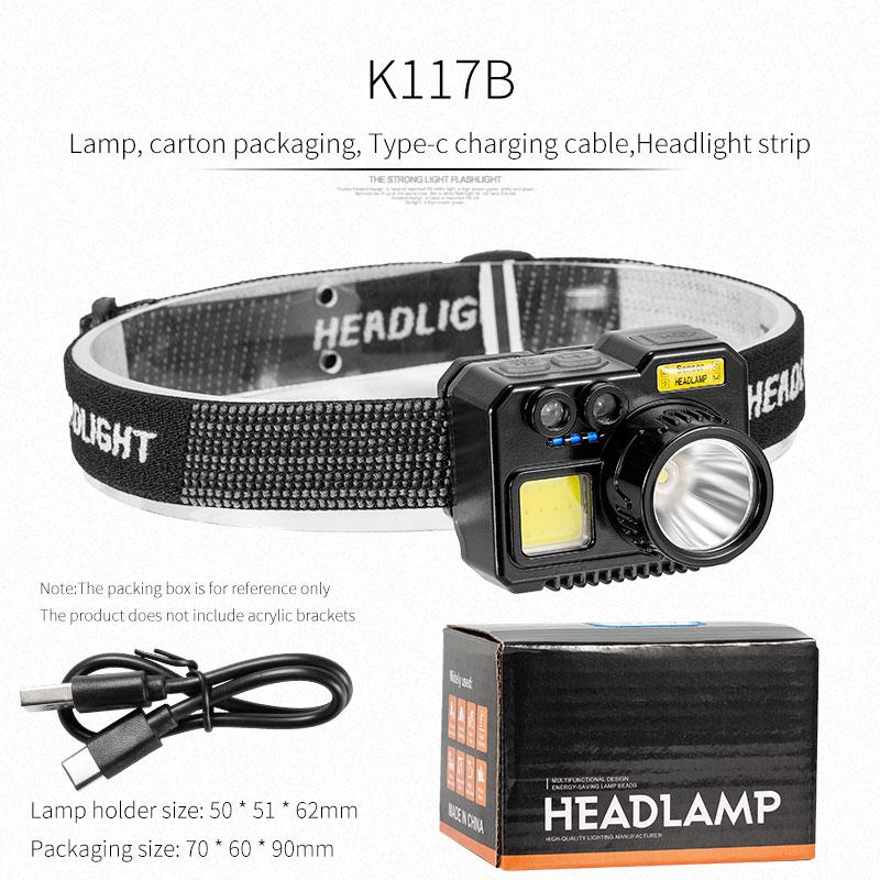 LED Headlight Mini Imitation Camera Smart Sensor Headlamp Rechargeable Head Mounted Torch 7 Lighting Modes Hiking Mining Fishing