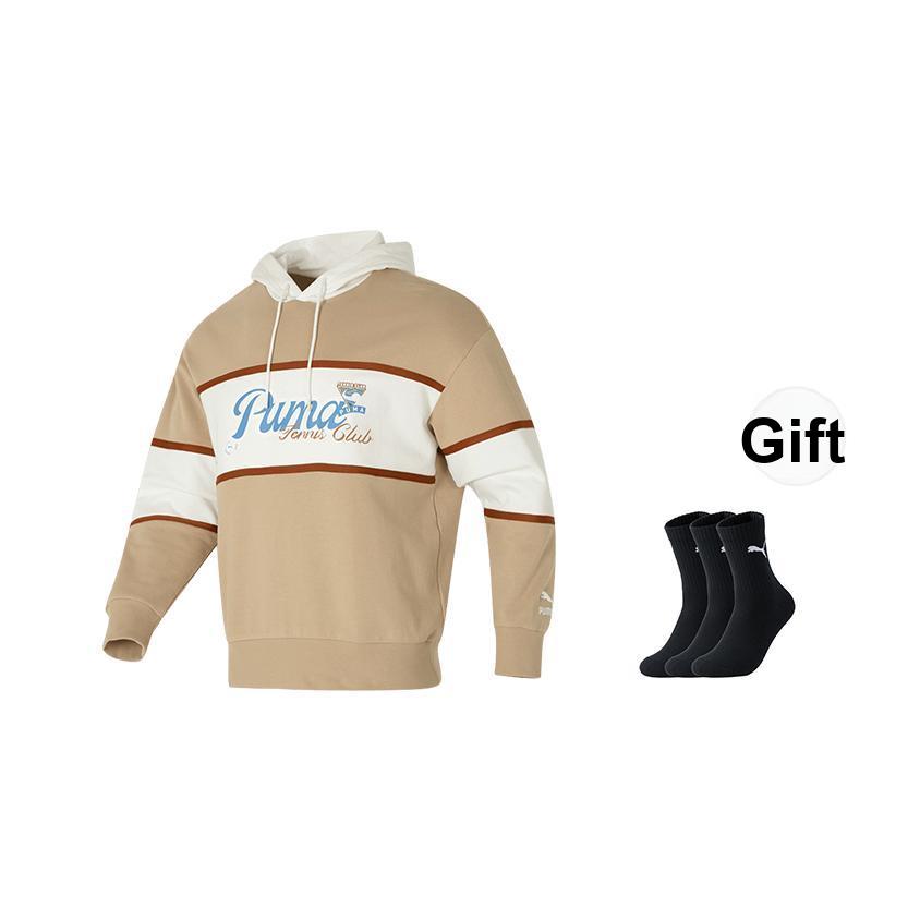 Puma Colorblock Sweatshirt mit Buchstabenaufdruck, lässig, mit Kapuze, langen Ärmeln, Unisex, Khaki 625800-83