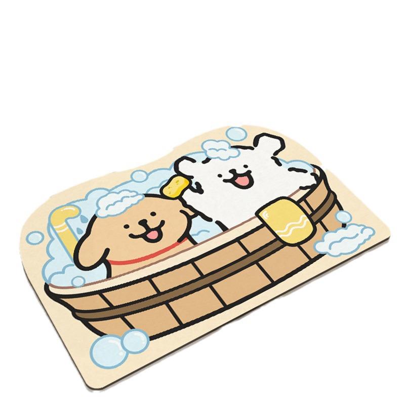 Cartoon Cute Non-Slip Diatom Mud Floor Mat - Quick Dry Water-Absorbent Bathroom & Toilet Door Mat