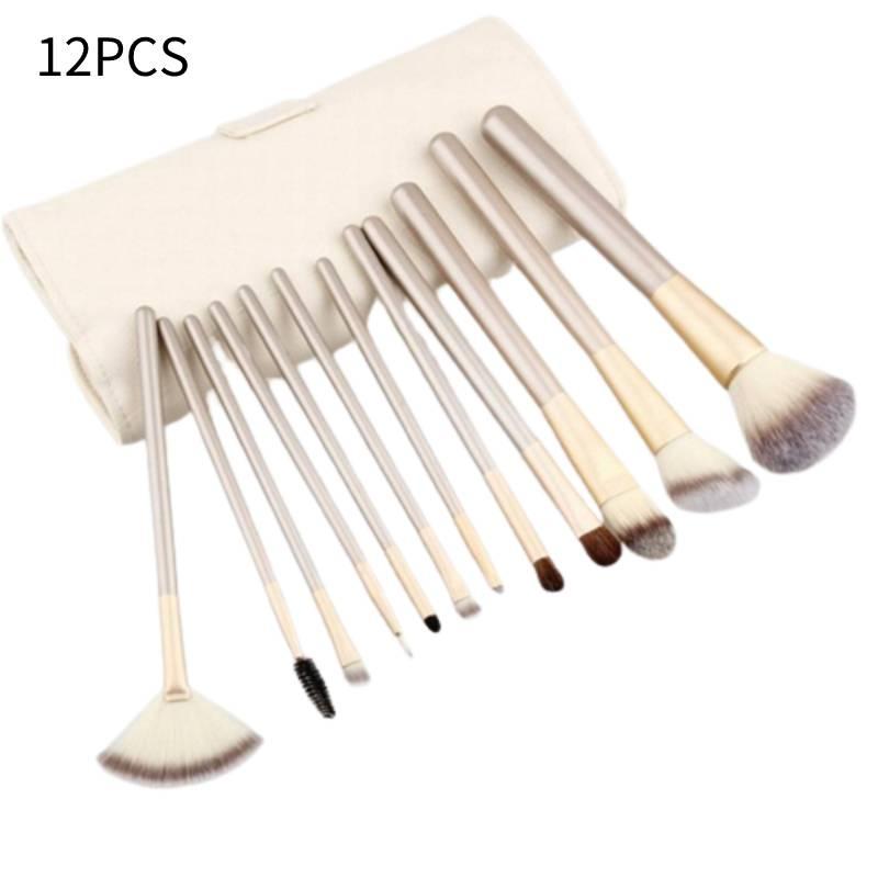 

Makeup Brush White Set Pu Bag Nylon Wool Bristles Gift Women Girls Pcs 121824 12PCS