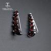 Natural Gemstone Garnet Earrings Simple Design 925 Sterling Silver Fine Jewelry for Women Fashion Design