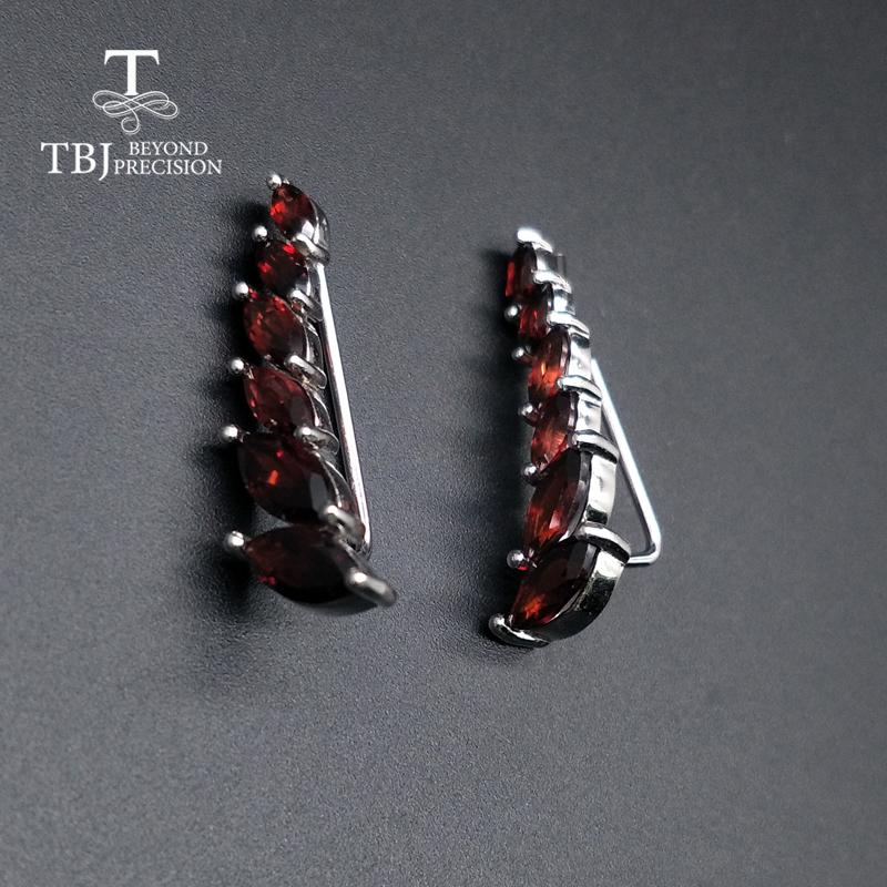 Natural Gemstone Garnet Earrings Simple Design 925 Sterling Silver Fine Jewelry for Women Fashion Design