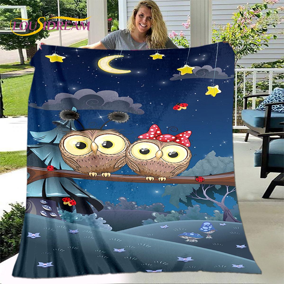 

3D Cartoon Cute Owl Flannel Soft Blanket Throw Blanket for Living Room Bedroom Bed Sofa Picnic Cover 75x90cm