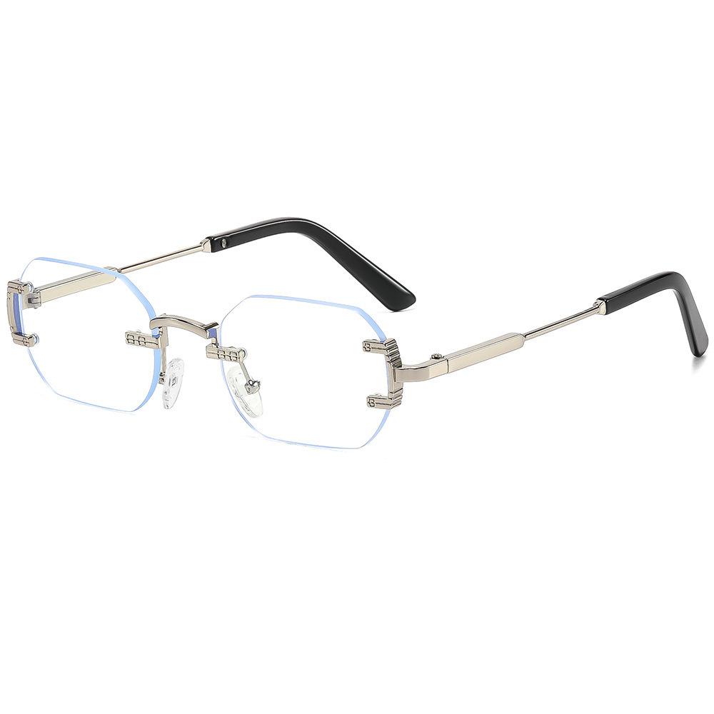 New fashionable retro square frameless trimmed sunglasses ins personalized versatile travel driving sunscreen sunglasses tide