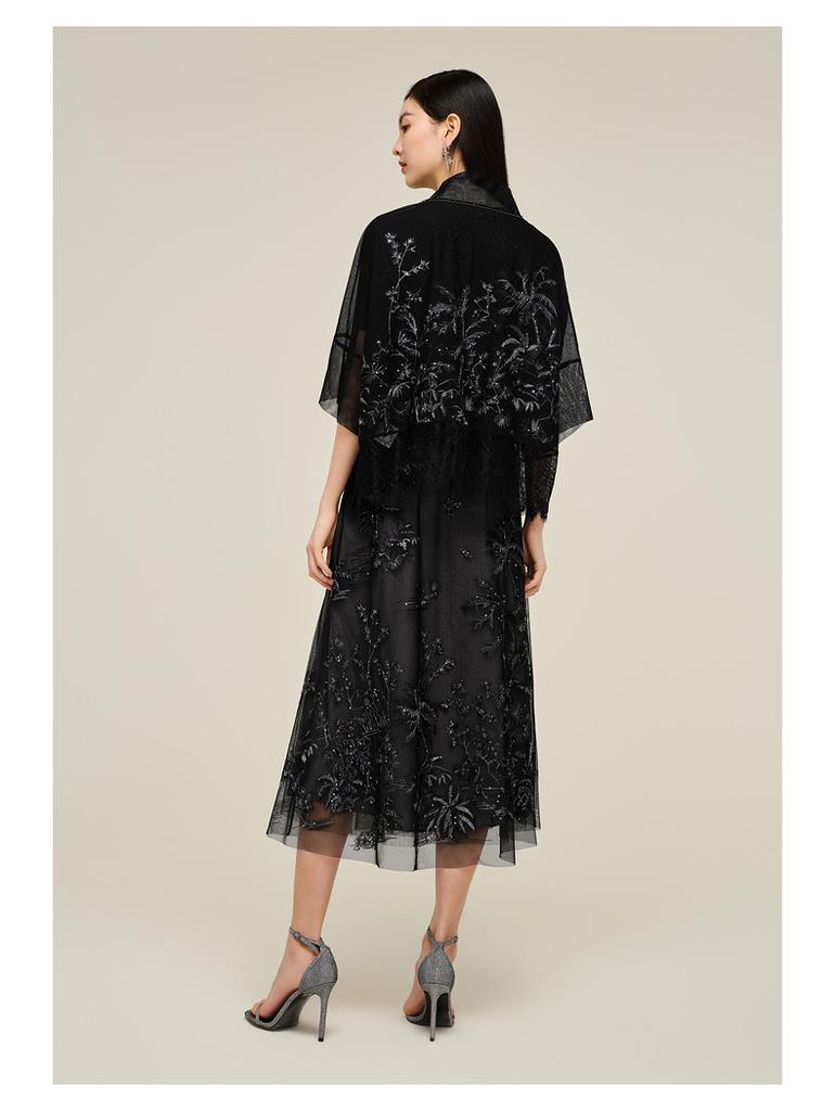 JZ Jiuzi Shopping Mall Same Style Chinese Style Bead Embroidered Mesh Half Skirt Women's Summer New Style