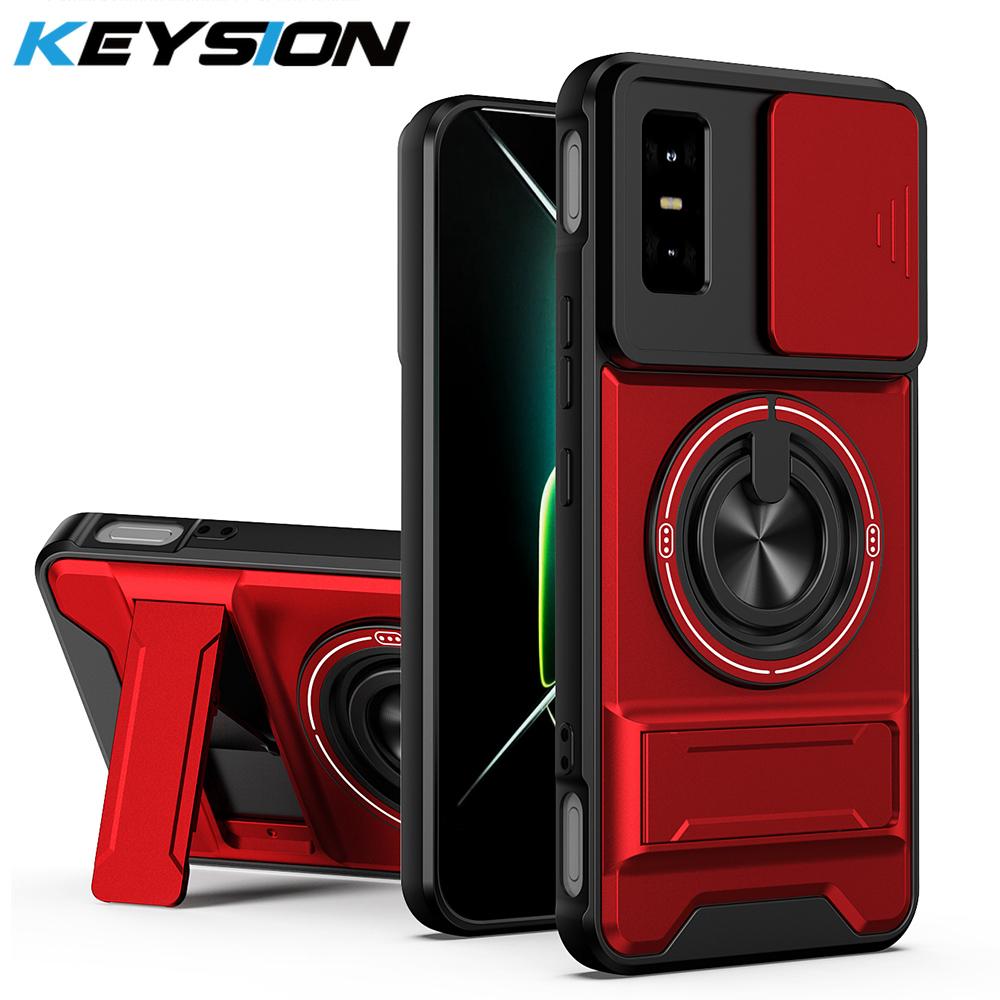 KEYSION Magnetic Phone Case for Infinix GT 30 30 Pro 5G Slide Camera Protection Upright Kickstand 360 Ring Shockproof Back Cover