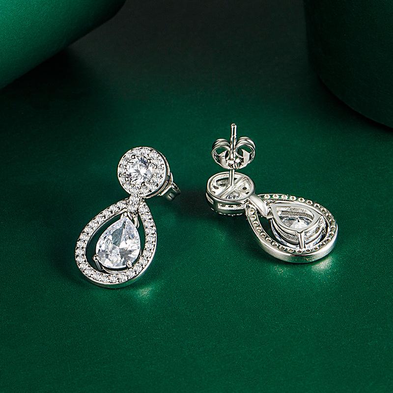 BELLA BOX Luxus Frauen Wasser Tropfen Hohl Ohrringe Birnenförmige Ohrringe Hochzeit Verlobung Party Geschenk