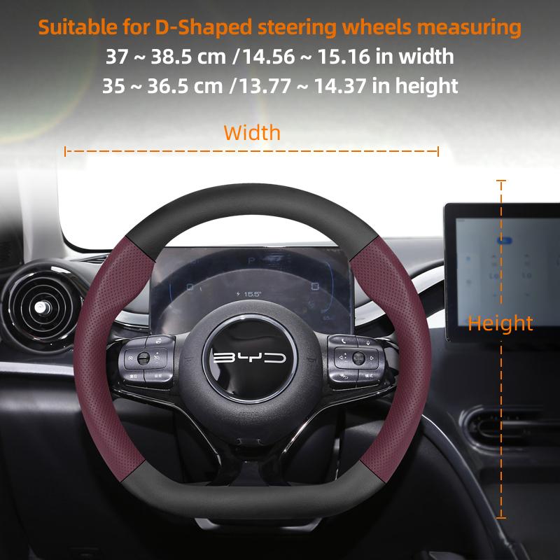 Suitable for Byd Breathable Leather Matte Carbon Fiber Texture Steering Wheel Cover Suitable for Dolphin Mini Seal Atto 3 King Shark 6 Song Pro