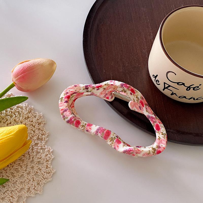 

Модная заколка-краб с принтом для волос большого размера для густых волос, необходимая для женских повседневных причесок Peony