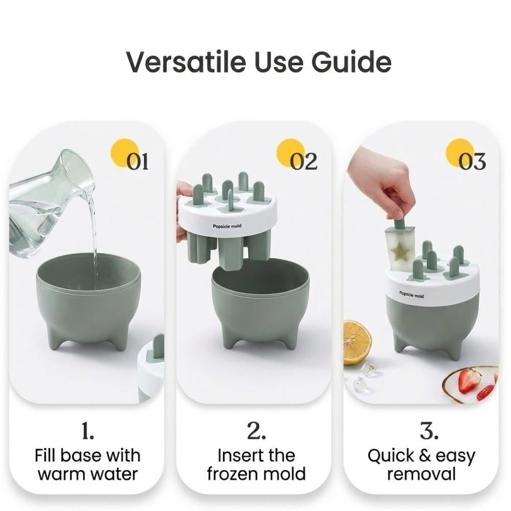Detachable Design Popsicle Mold Easy Release Ice Lolly Maker Durable Ice Cream Mold Kitchen