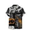 Summer New Large Size Hong Kong Style Men's Flower Shirt 1D Digital Printing Casual Short Sleeve Shirt Men's Clothing