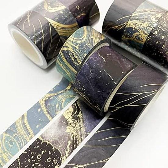 YUBBAEX Volume 3 Masking Tape Bronze Texture Wide Gold Foil Super Cute Style Thin Gift Wrapping DIY Crafts Notebook Decoration (Flowing Gold)