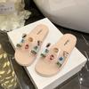Spring and Summer Thick-bottomed Sandals Women's Trend Fashion Transparent Colored Rhinestones Comfortable Casual Fashion Flat-bottomed Muffin Slipper