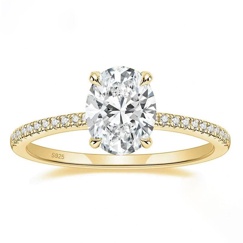 Arvaleff S952 Silberring mit Taubenei 3ct Diamant & 8x10 Oval Zirkonia - Europäischer & Amerikanischer Stil
