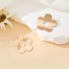 Simple metal mirror stud earrings, sweet and cool personality, simple and cold retro hollow golden flower earrings for women